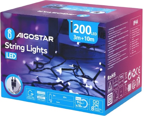Tira de Luces Led de Navidad Luz Blanca 3.6W 10m enchufe Tira de Luces Led de Navidad Luz Blanca 3.6W 10m enchufe